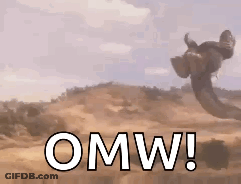 Man Riding Horse In Desert Saying OMW GIF