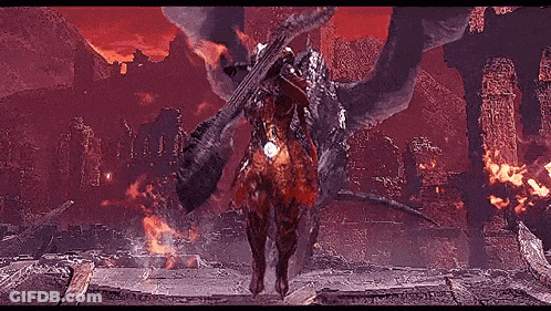 Man Riding Horse In Front Of Dragon In Video Game GIF