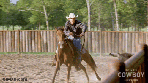 Man Riding Horse Ultimate Cowboy Showdown GIF