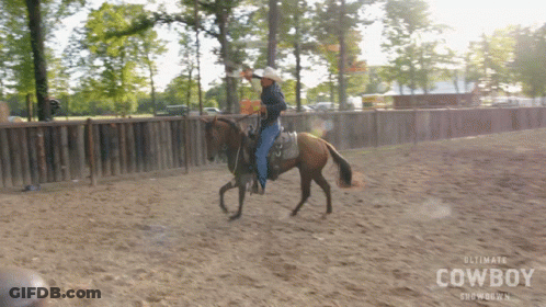 Man Riding Horse Ultimate Cowboy Showdown GIF