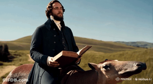 Man Riding Horse With Book GIF