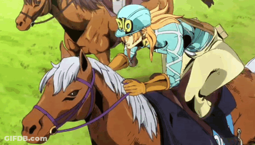 Man Riding Horse With Dio On Hat GIF