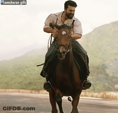 Man Riding Horse With Ramcharan GIF