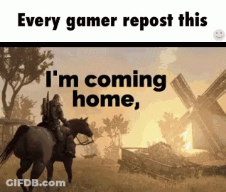 Man Riding Horse With Repost Text GIF