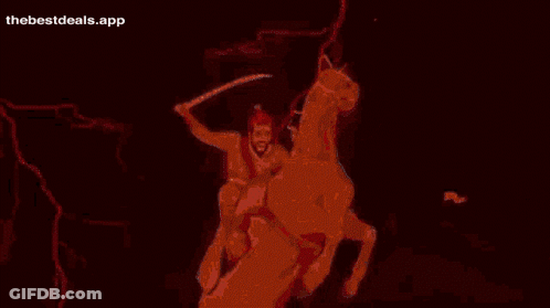 Man Riding Horse With Sword GIF