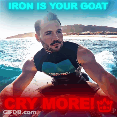 Man Riding Jet Ski Iron Is Your Goat Cry More GIF