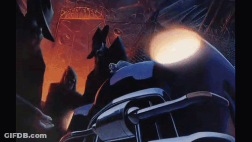 Man Riding Motorcycle In Dark Room With Car GIF