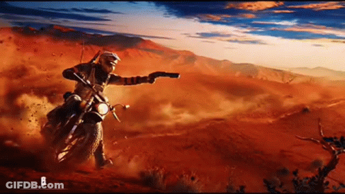 Man Riding Motorcycle Pointing Gun GIF