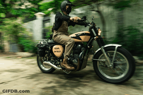 Man Riding Motorcycle Royal Enfield GIF