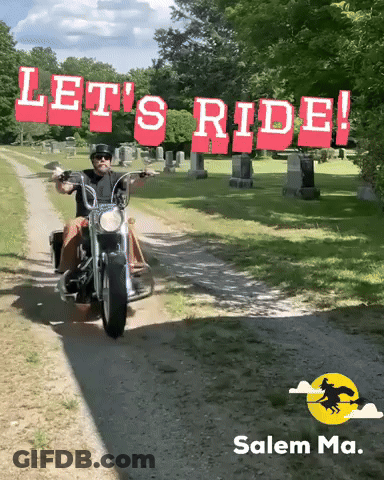 Man Riding Motorcycle Saying Let's Ride GIF