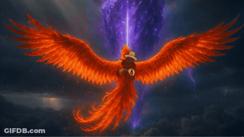 Man Riding Phoenix With XRP Flag GIF