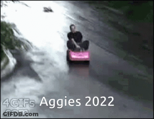 Man Riding Pink Go Kart 4Gifs Aggies 2022 GIF