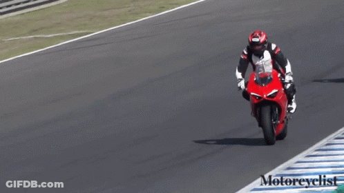 Man Riding Red Motorcycle On Track Saying Motorcyclist GIF