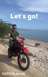 Man Riding Red Motorcycle Saying Let's Go GIF