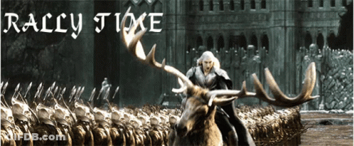 Man Riding Reindeer Saying Rally Time GIF