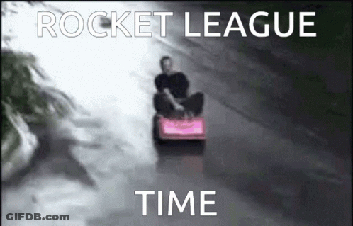 Man Riding Rocket League Sled Down Hill GIF