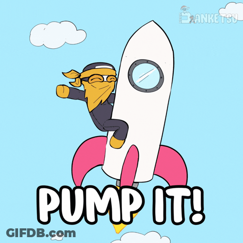 Man Riding Rocket Saying Pump It GIF