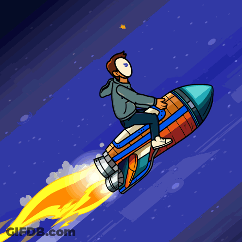 Man Riding Rocket Saying To The Moon GIF
