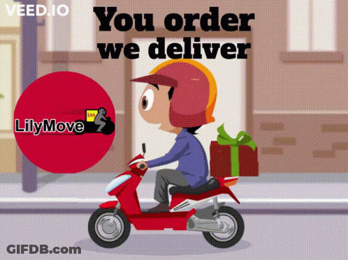 Man Riding Scooter Saying You Order We Deliver GIF