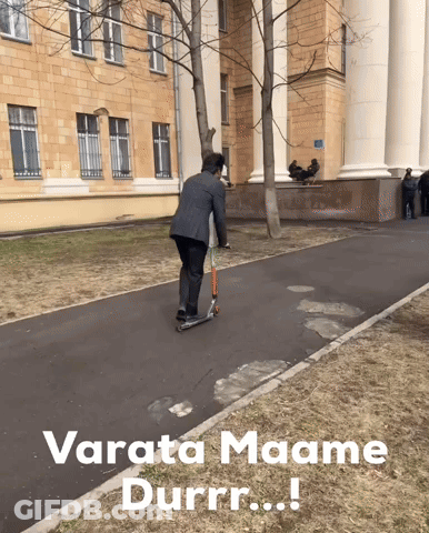 Man Riding Scooter With Varata Maame Durrr GIF