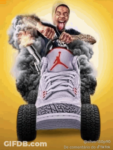 Man Riding Shoe Lawn Mower GIF