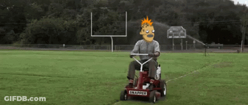 Man Riding Snapper Lawn Mower On Soccer Field GIF