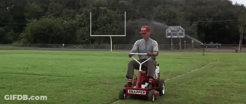 Man Riding Snapper Lawn Mower GIF