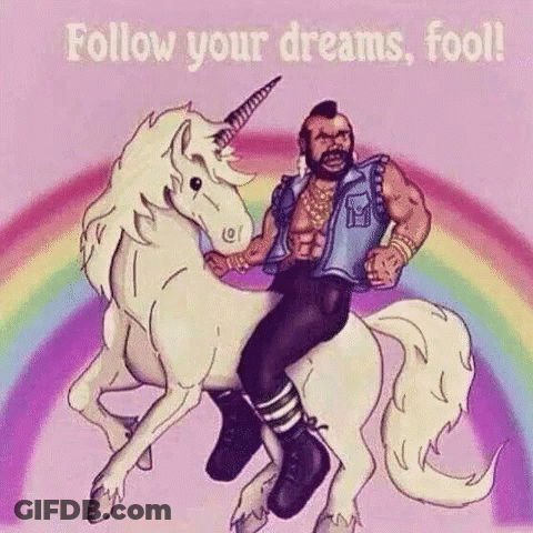 Man Riding Unicorn On Rainbow GIF