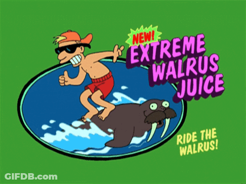 Man Riding Walrus With New Extreme Walrus Juice GIF