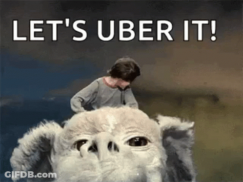 Man Riding White Dog Saying Lets Uber It GIF