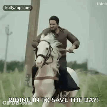 Man Riding White Horse GIF