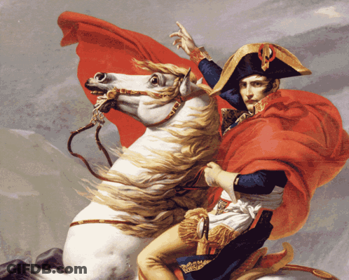 Man Riding White Horse With Red Cape GIF