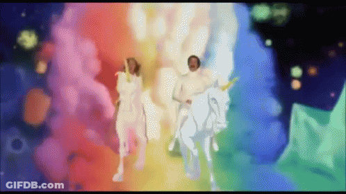 Man Riding White Unicorn GIF