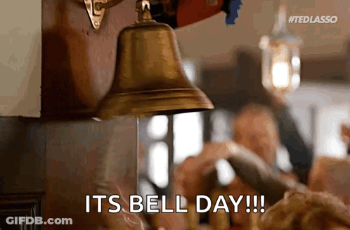 Man Ringing Bell In Front Of Simpatico Systems LLC Sign GIF
