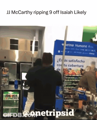 Man Ripping 9 Off Isaiah Likely In Grocery Store GIF