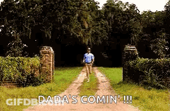 Man Running Down Dirt Road Dada's Comin GIF