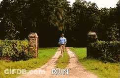 Man Running Down Dirt Road Saying Run GIF