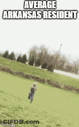Man Running Down Grassy Hill Average Arkansas Resident GIF