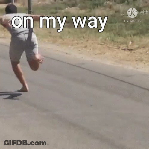 Man Running Down Road On My Way GIF
