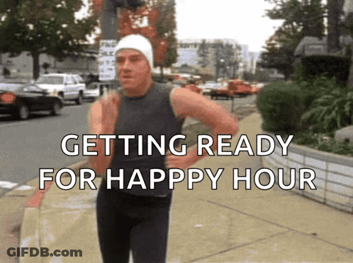 Man Running Getting Ready For Happy Hour GIF
