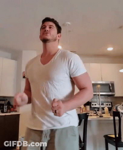 Man Running In Kitchen GIF