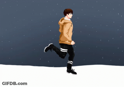 Man Running In Snow GIF