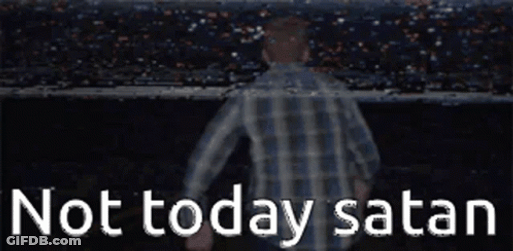 Man Running Not Today Satan GIF