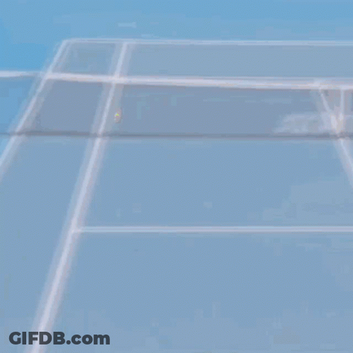Man Running On Blue Tennis Court With Emirates GIF