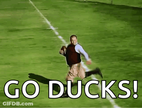 Man Running On Football Field Go Ducks GIF