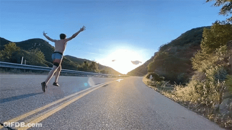 Man Running On Road Freedom GIF