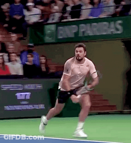 Man Running On Tennis Court BNP Paribas Banner GIF