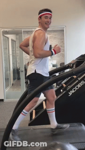 Man Running On Treadmill Saying Jacobs GIF