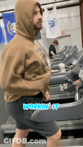 Man Running On Treadmill Workin It GIF