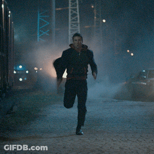 Man Running Past Max Sign GIF